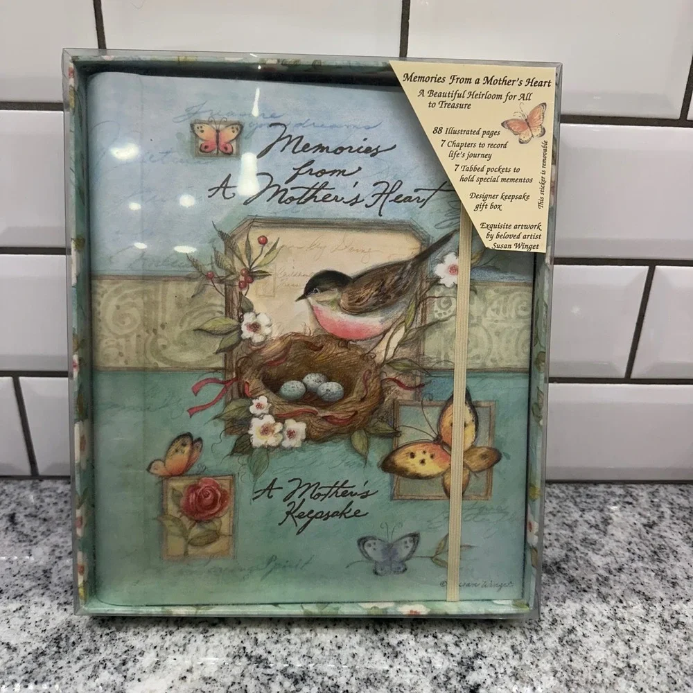 Susan Winget Mother Keepsake Journal Blue Bird Nest Butterfly Cottagecore